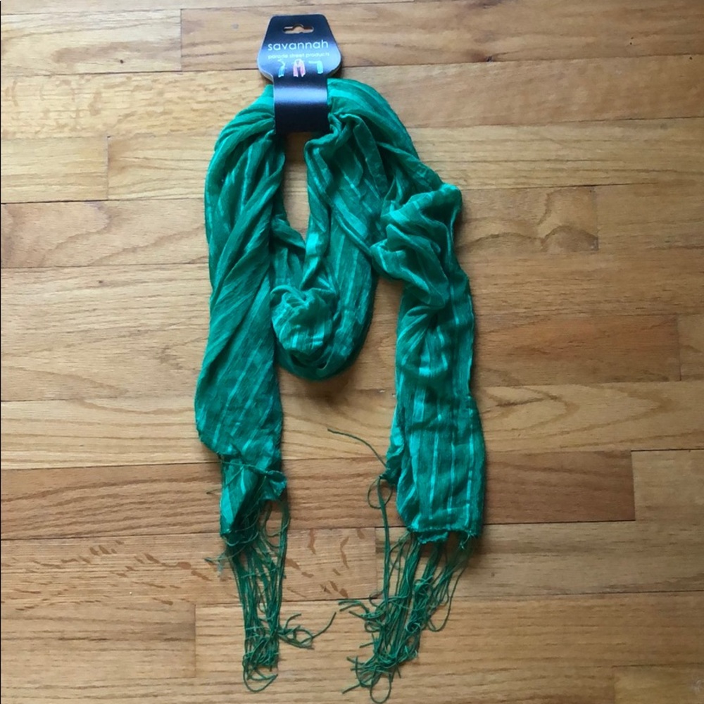 Green Scarf with Fringe Detail